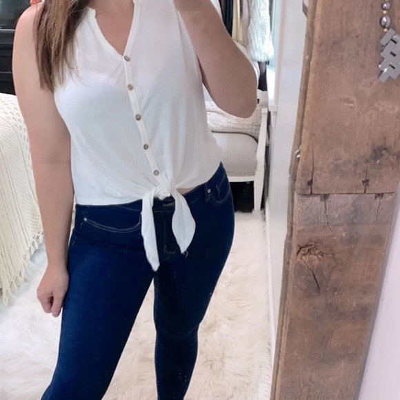 Blue Rain tie front sleeveless top size medium - Picture 2 of 6